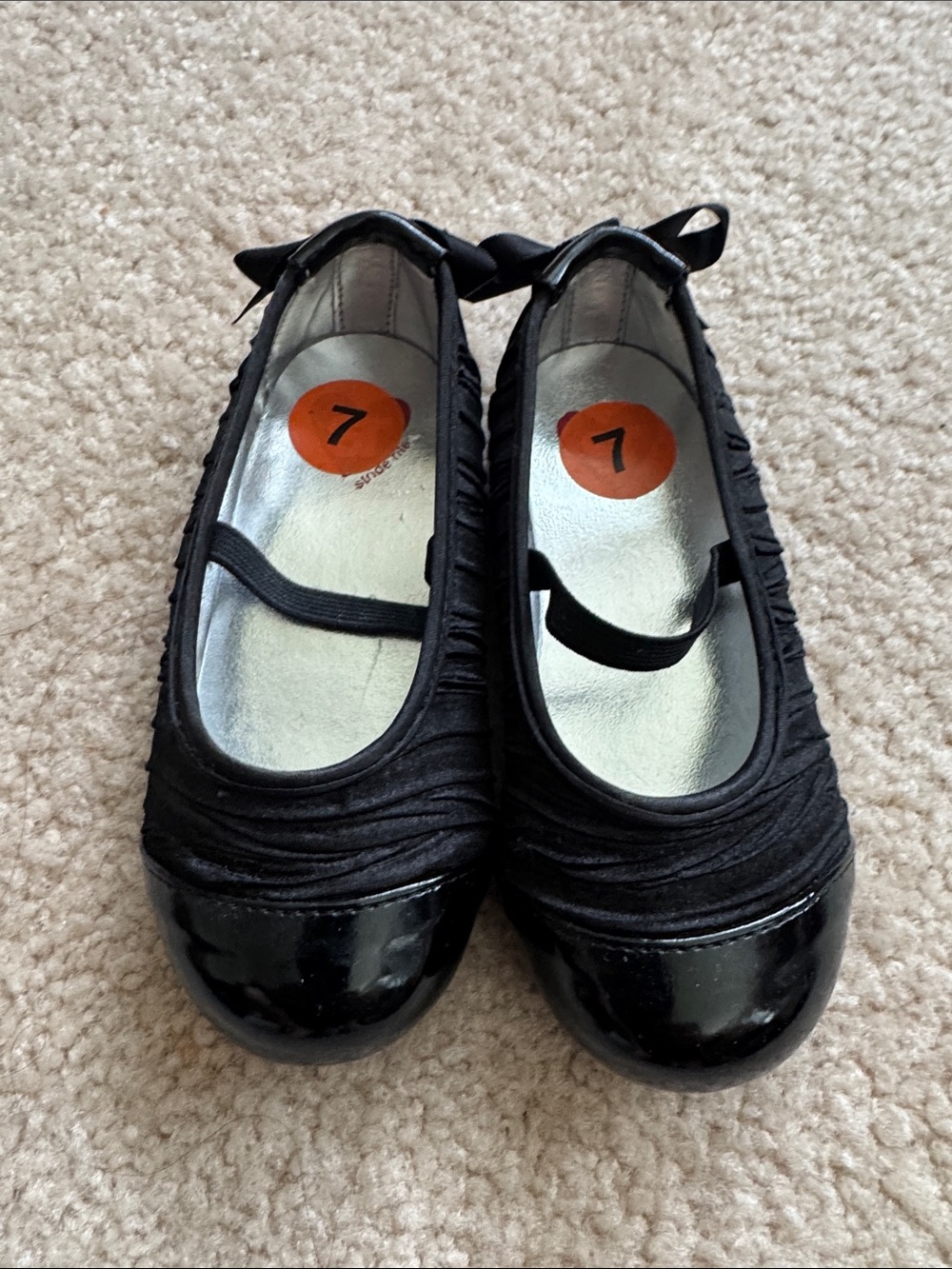 Stride Rite Girls Black Mary Jane Flats with Bow - Size 7
